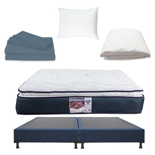 Colchón King Size Spring Air Mónaco + Box + Sábanas +Protector +Almohada CZD