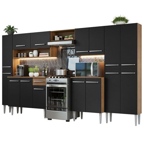 Cocina Integral 325cm Emilly Madesa 02 Marron/Negro