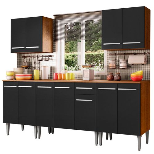 Cocina Integral 233cm Emilly King Madesa 01 Marron/Negro