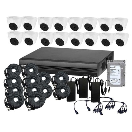 Kit CCTV Seguridad Dahua 16 camaras Domo 2mpx Deteccion movimiento