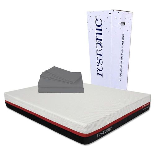 Colchón Queen Size en caja Restonic Lather + Sábanas Spring Air RGH