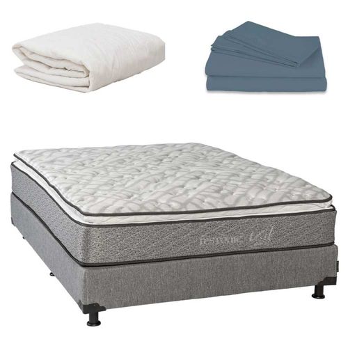 Colchón Matrimonial Restonic Vail + Box + Sábanas + Protector CZD