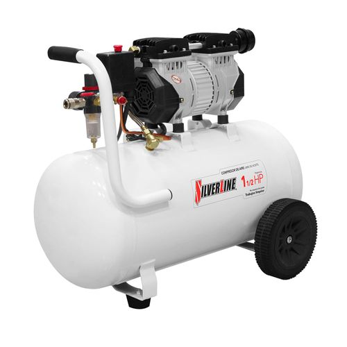 COMPRESOR DE AIRE LIBRE ACEITE SILVERLINE 1.5HP 50L COLOR BLANCO