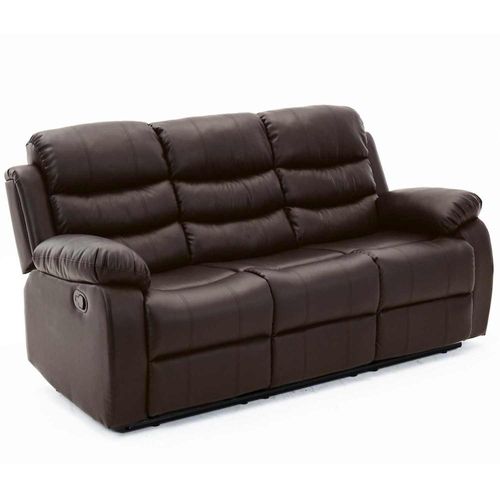 Sillon Reposet Reclinable 3 Cuerpos Tapizado en Simil Cuero Café
