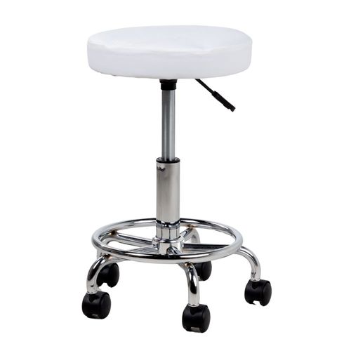 Banco taburete giratorio neumatico con ruedas reposapies spa blanco