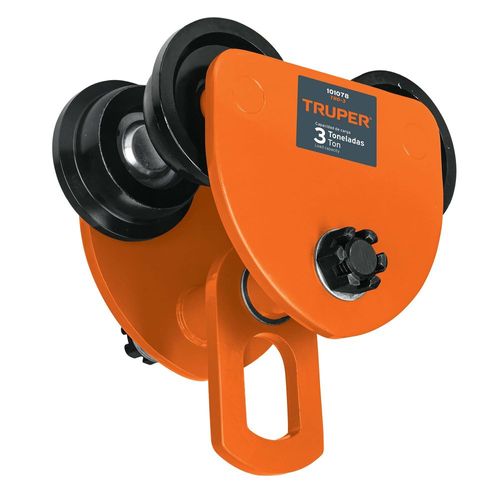 Trole de carga Truper 3 ton para vigas IPS IPR ajustable TRO3 naranja