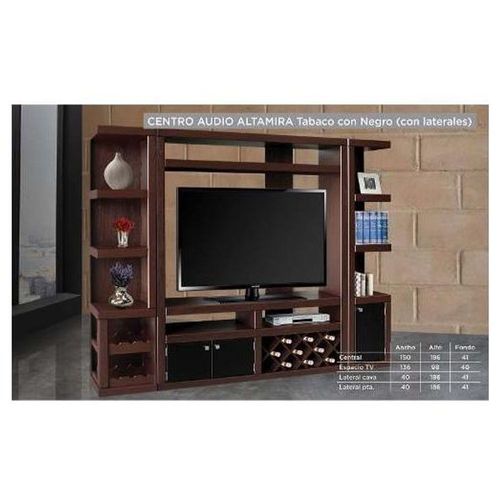 Centro de Audio y Video Modelo Altamira (Lateral con Puerta) - Tabaco con Negro
