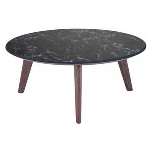 Mesa De Centro Casatti Marmol Negro Cristal 32Cm - Nogal y Negro