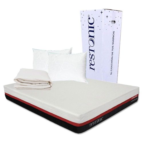 Colchón Matrimonial en caja Lather + 2 Almohadas Osos + Protector RGH