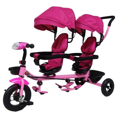 Triciclo para Niños Gemelar Doble Giratorio 360,Luz,Sonido Rosa
