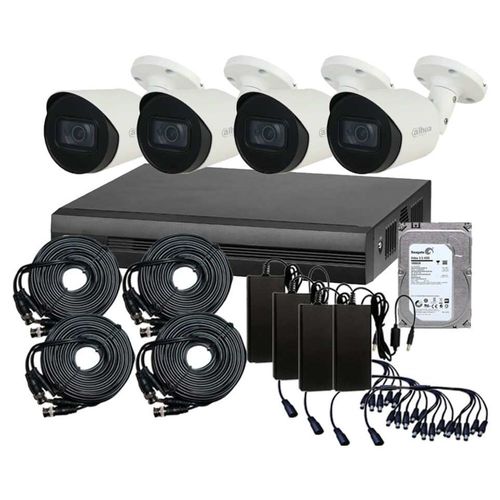 Kit CCTV Dahua Seguridad 4 Camaras bullet 4K 8mpx 1Tb Rostros