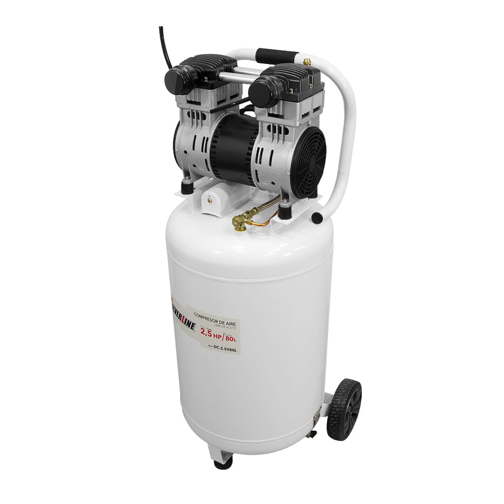 Compresor de Aire Silencioso Silverline 2.5 HP 80L 1800W Sin Aceite