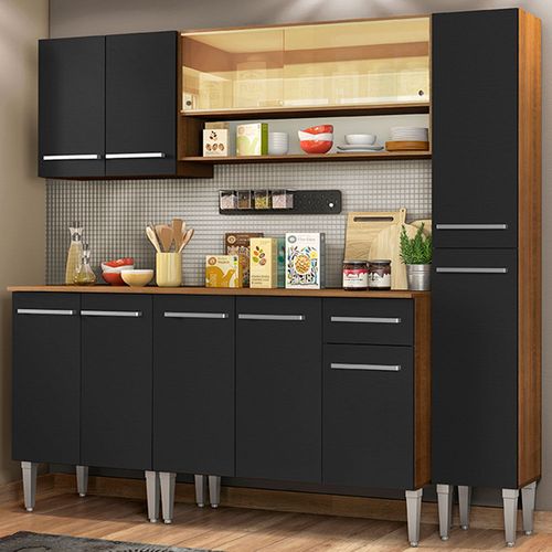 Cocina Integral 201cm Emilly Sky Madesa 04 Marron/Negro