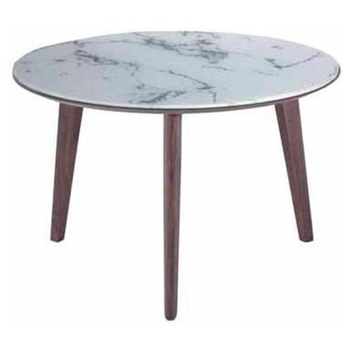 Mesa De Centro Casatti Marmol Blanco Cristal 40Cm - Nogal y Blanco