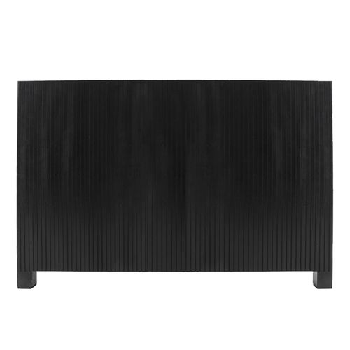 Cabecera para Cama Tamaño Individual y Matrimonial Color Negro con Relieves Decorativos Verticales y Estructura de Madera Industrial