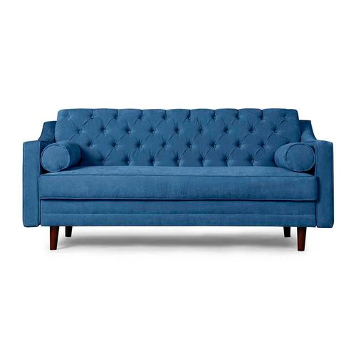 Sofá Cama Makora Ilios Con Memory Foam, Color Azul, Velvet Respaldo Reclinable De 3 posiciones.