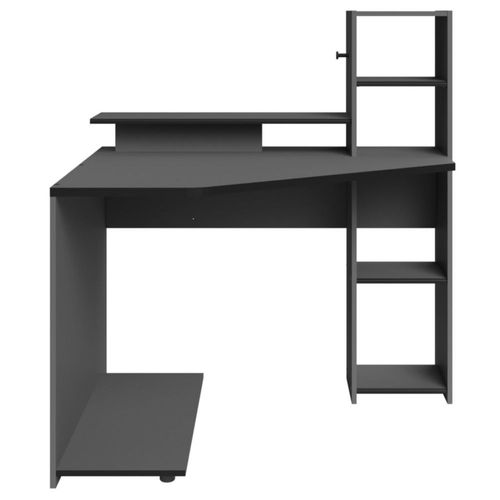 Escritorio Gamer Gris Oscuro con 4 Módulos. Estructura de Madera Procesada