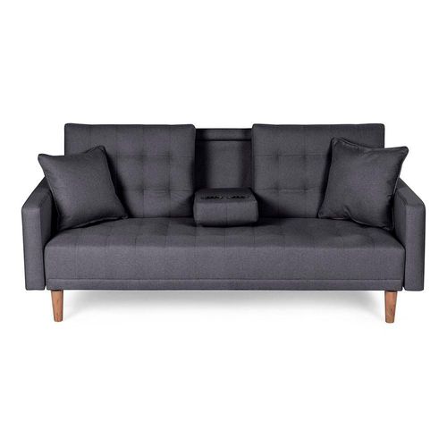 Sofá Cama Makora Tammy Con Memory Foam, Color Gris Oxford, Lino Respaldo Reclinable De 3 posiciones.