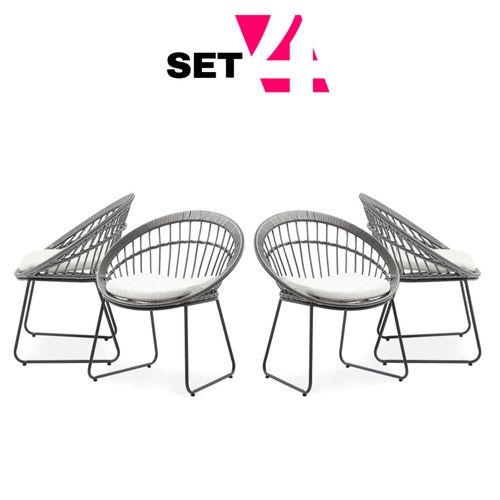 Set de 4 Sillas para Exterior Gris.