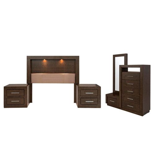 Recamara Matrimonial Pamela 5 Piezas Capuchino Kessa Muebles