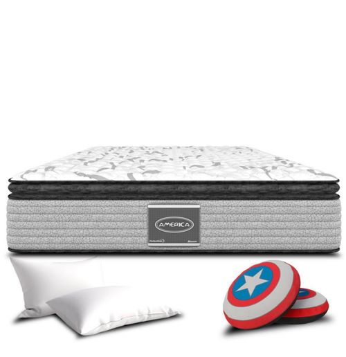 Colchon America King Size Thermo Blow + Cojin Super heroe +2Almohadas