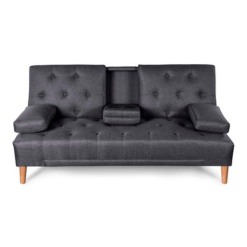 Sofá Cama Makora Caroli Con Memory Foam, Color Gris Oxford, Lino Respaldo Reclinable De 3 posiciones.