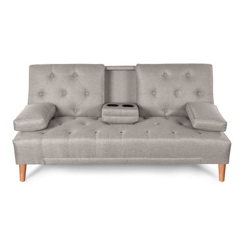 Sofá Cama Makora Caroli Con Memory Foam, Color Gris Claro, Lino Respaldo Reclinable De 3 posiciones.