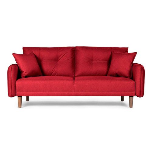 Sofá Cama De Lino Rojo Modelo Brookman