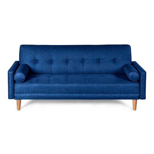 Sofá Cama De Lino Azul Modelo Sabella