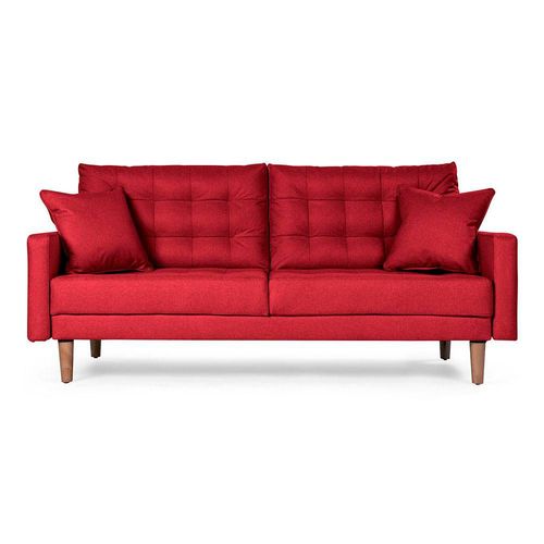 Sofá Cama Makora Encore Con Memory Foam, Color Rojo, Lino Respaldo Reclinable De 3 posiciones.
