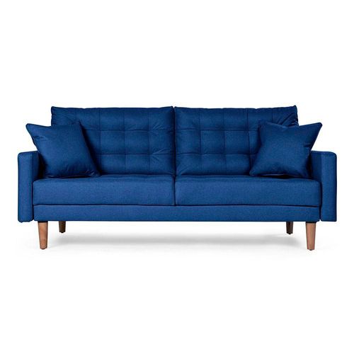 Sofá Cama Makora Encore Con Memory Foam, Color Azul, Lino Respaldo Reclinable De 3 posiciones.