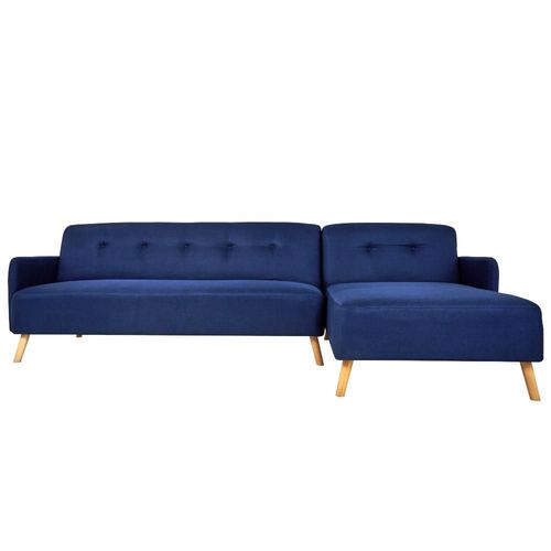 Sofá Escuadra Convertible en 2 Sofá Cama Derecho con Tapizado Color Azul. Estructura de Madera Sólida
