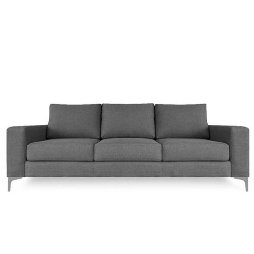 Sofá de 3 plazas con Tapizado Color Gris Oscuro. Estructura de Madera Sólida y Patas de Acero