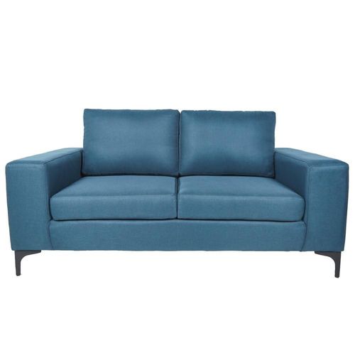 Sofá de 2 plazas con Tapizado Color Azul. Estructura de Madera Sólida y Patas de Acero