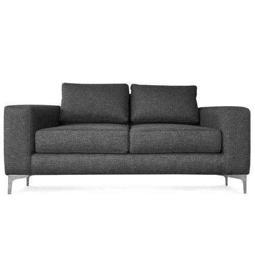 Sofá de 2 plazas con Tapizado Color Gris Oscuro. Estructura de Madera Sólida y Patas de Acero