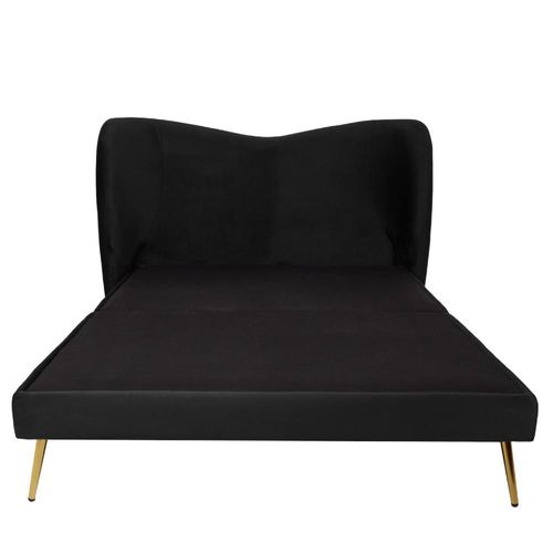 Cama Matrimonial con Cabecera Negra en Terciopelo. Rellena de Hule Espuma. Estructura de Madera Maciza