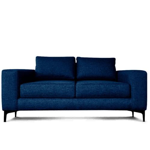 Sofá de 2 plazas con Tapizado Color Azul Noche. Estructura de Madera Sólida y Patas de Acero