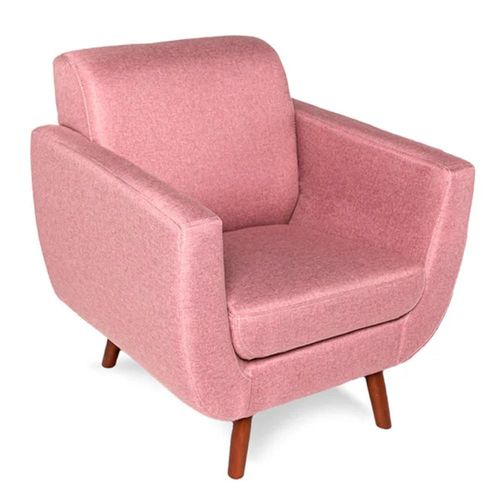 Sillón Individual con Tapizado Color Rosa. Estructura de Madera Sólida