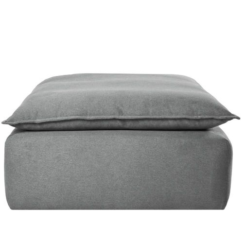 Taburete Gris Oxford para Sala. Acolchado en Hule Espuma y Fibra Down. Estructura de Madera Sólida