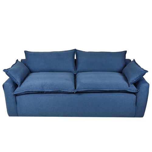 Sofá de 3 Plazas Tapizado Color Azul. Estructura de Madera Sólida