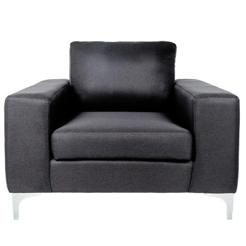 Sillón Individual con Tapizado Color  Negro. Estructura de Madera Sólida y Patas de Acero