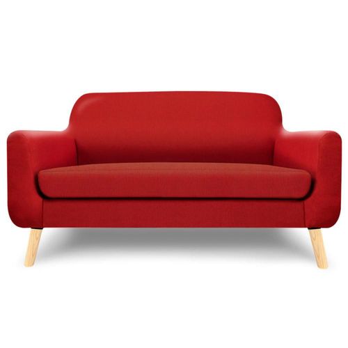 Sofá de 2 plazas con Tapizado Rojo. Estructura de Madera Sólida
