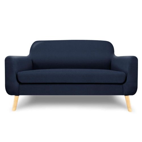 Sofá de 2 plazas con Tapizado Azul. Estructura de Madera Sólida