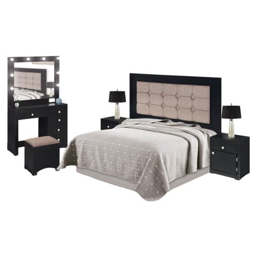 Recamara King Size Jennifer 5 Piezas Negro Kessa Muebles