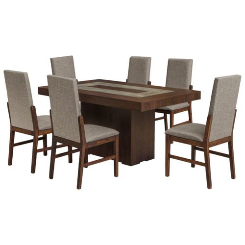 Comedor 6 Sillas Yamilet Nogal Kessa Muebles