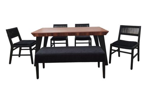 Comedor 4 Sillas 1 Banca Etereo Nogal Kessa Muebles