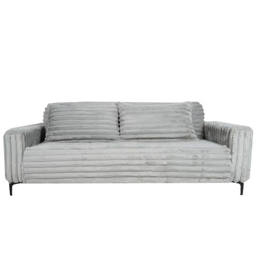 Sofá Cama Tapizado en Tela Premium Extra Suave Gris. Estructura de Madera Sólida y Patas de Metal