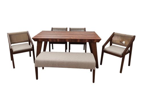 Comedor 4 Sillas 1 Banca Nativa Nogal Kessa Muebles