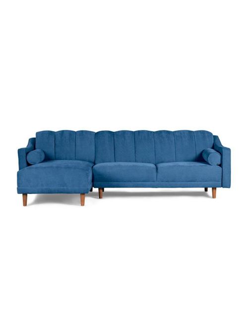 Sala Modular Makora Reversible De Terciopelo Azul Modelo Scotch