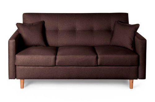 Sofá 3 Plazas Makora De Lino Chocolate Modelo Aria